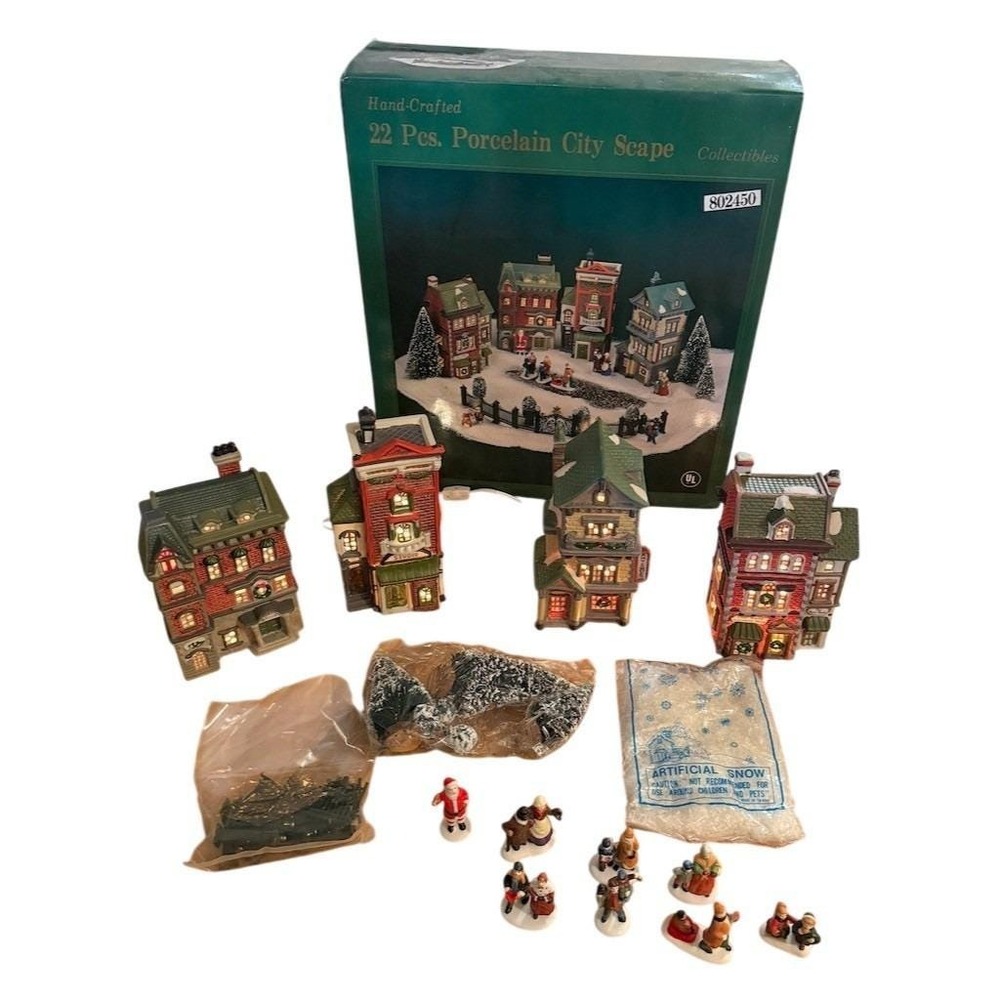 Department 56 City Scape Christmas Village Set 22-Piece Lighted Boxed NEW boxed